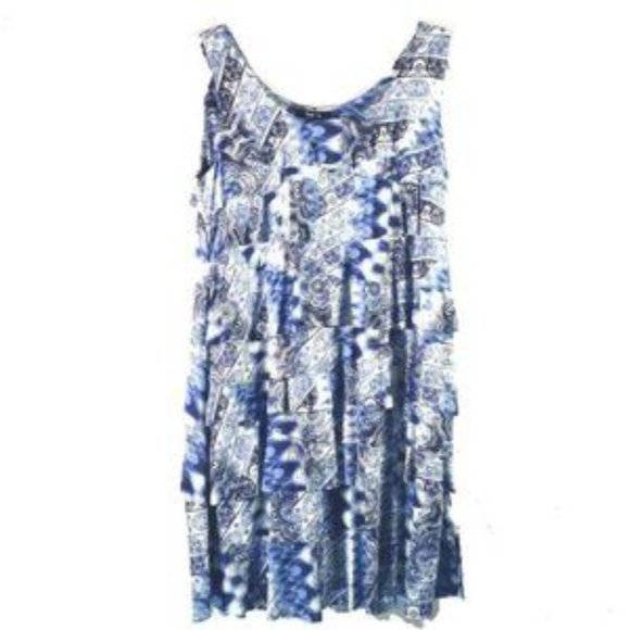 NWT Style&Co Print Ruffle Layer Shift Dress Medium - Picture 3 of 5